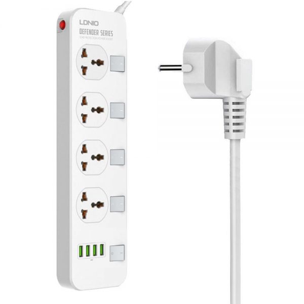 LDNIO-Power-Strip-SC4408-2500W-10A-4-Sockets-4-USB-QC3.0-EU