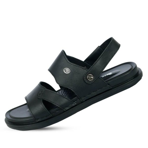 Comfortable-Casual-Black-Leather-Sandals-SB-S196-1