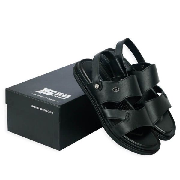 Comfortable-Casual-Black-Leather-Sandals-SB-S196-2