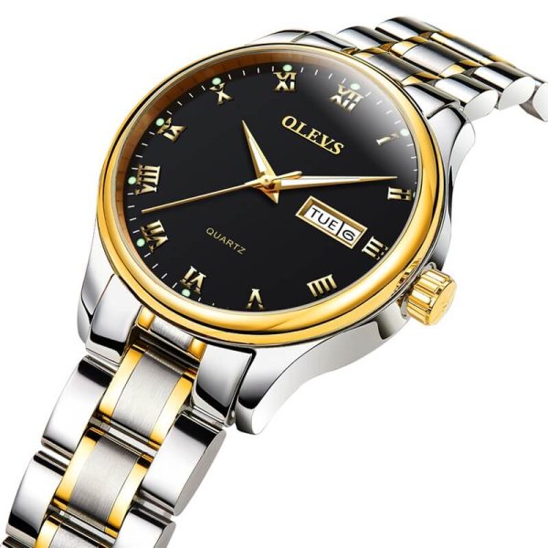 Olevs-5568-Ladies-Most-Luxurious-Black-Dial-Dual-Tone-Watch-2