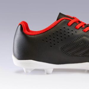 Kids-Football-Boots-Kipsta-Agility-100-FG-Black-Red