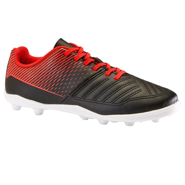 Kids-Football-Boots-Kipsta-Agility-100-FG-Black-Red