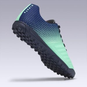 Mens-Football-Shoes-Kipsta-Agility-140-HG-Turf-Blue-Green