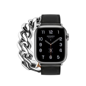 Apple-Watch-Hermes-Silver-Stainless-Steel-Case-with-Gourmette-Metal-Double-Tour