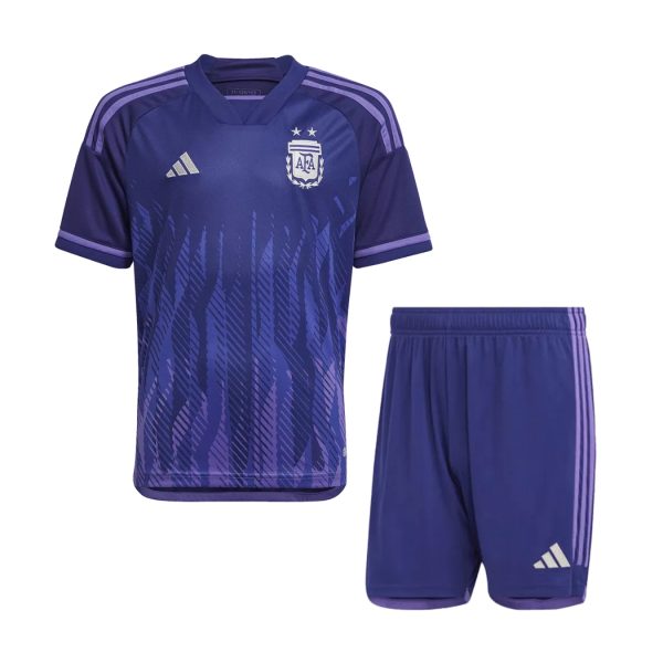 Argentina Away Kid's Jersey With Shorts World Cup Football 2022