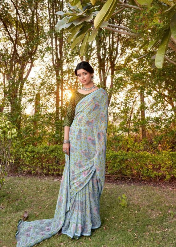 Chiffon Embellished Saree with Zari Embroidery