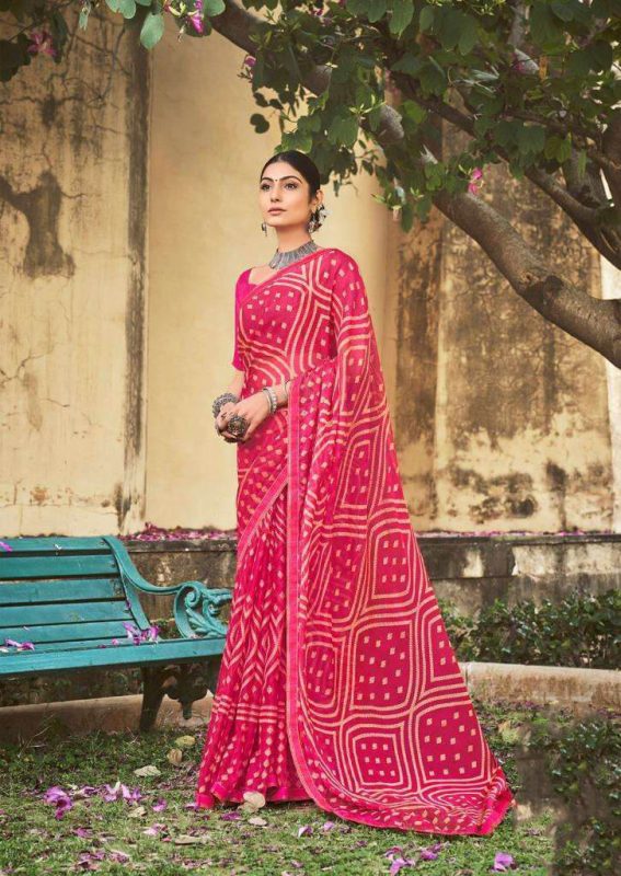 Fancy Ivory Print Chiffon Saree Price in Bangladesh | Diamu