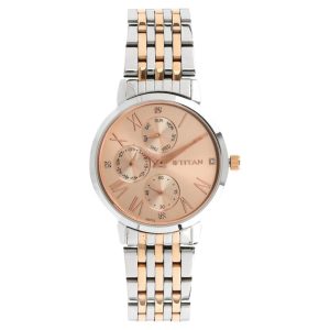 Titan Workwear Rose Gold Dial & Stainless Steel Strap Ladies Watch - 2569KM02