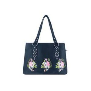 Blue Flower Embroidered Handbag for Women-BOBO-01