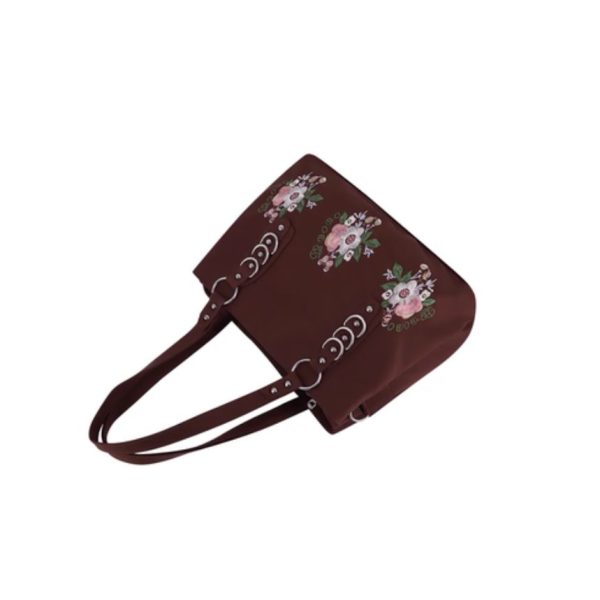 Chocolate Flower Embroidered Handbag for Women-BOBO-01