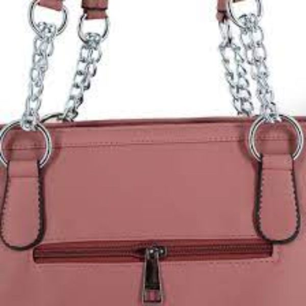 Solid Color Tote Handbag with Tassel - GCI (Mauve)