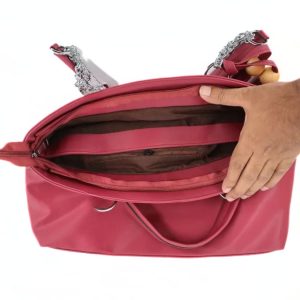 Solid Color Tote Handbag with Tassel - GCI (Rouge)