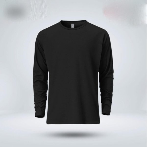 Mens-Premium-Blank-Full-Sleeve-T-Shirt-Black