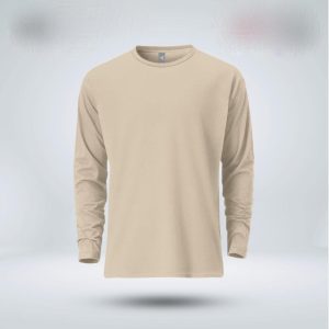 Mens-Premium-Blank-Full-Sleeve-T-Shirt-Cream