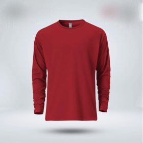 Mens-Premium-Blank-Full-Sleeve-T-Shirt-Red