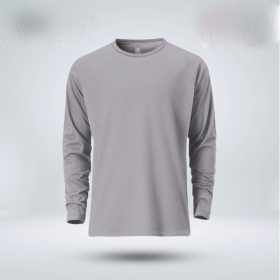 Mens-Premium-Blank-Full-Sleeve-T-Shirt-Silver