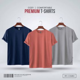 Mens-Premium-Blank-T-shirt-Combo-Brick-Red-Navy-Silver