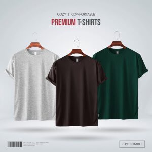 Mens-Premium-Blank-T-shirt-Combo-Gray-Melange-Chocolate-Green