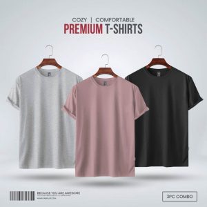 Mens-Premium-Blank-T-shirt-Combo-Lavanderash-Gray-Melange-Black