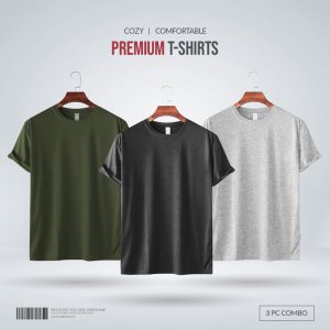 Mens-Premium-Blank-T-shirt-Combo-Olive-Anthra-Melange-Gray-Melange