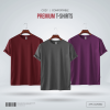 Mens-Premium-Blank-T-shirt-Combo-Red-Wine-Charcoal-Purple