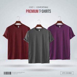 Mens-Premium-Blank-T-shirt-Combo-Red-Wine-Charcoal-Purple