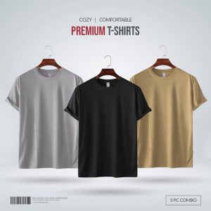 Mens-Premium-Blank-T-shirt-Combo-Silver-Black-Tan