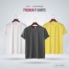 Mens-Premium-Blank-T-shirt-Combo-White-Charcoal-Yellow