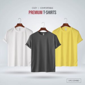 Mens-Premium-Blank-T-shirt-Combo-White-Charcoal-Yellow