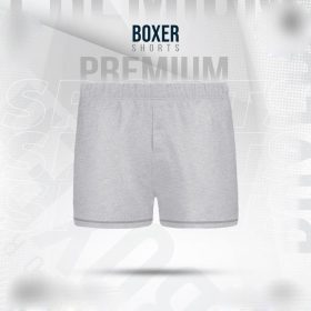 Mens-Premium-Cotton-Boxer-Shorts-Gray-Melange