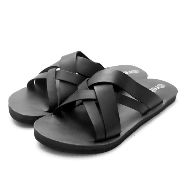 Black-Cross-Slip-On-Leather-Sandal-1