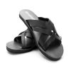 Black-Cross-Slip-On-Leather-Sandal