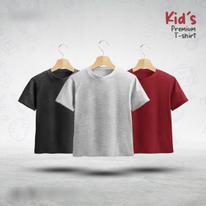 Kids-Premium-Blank-T-Shirt-Combo-Anthra-Melange-Gray-Melange-Red
