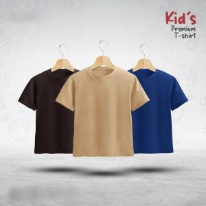Kids-Premium-Blank-T-Shirt-Combo-Chocolate-Tan-Deep-Blue