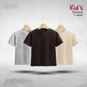 Kids-Premium-Blank-T-Shirt-Combo-Gray-Melange-Chocolate-Cream