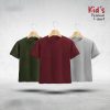 Kids-Premium-Blank-T-Shirt-Combo-Olive-Red-Wine-Silver