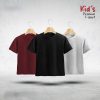 Kids-Premium-Blank-T-Shirt-Combo-Red-Wine-Black-Gray-Melange