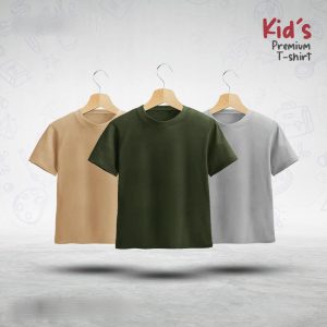 Kids-Premium-Blank-T-Shirt-Combo-Tan-Olive-Silver