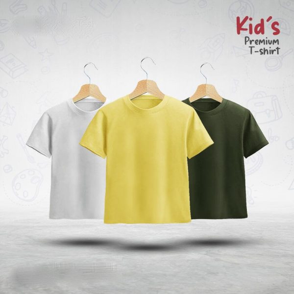 Kids-Premium-Blank-T-Shirt-Combo-White-Yellow-Olive