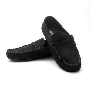 Pure-Black-Suede-Leather-Loafer-3