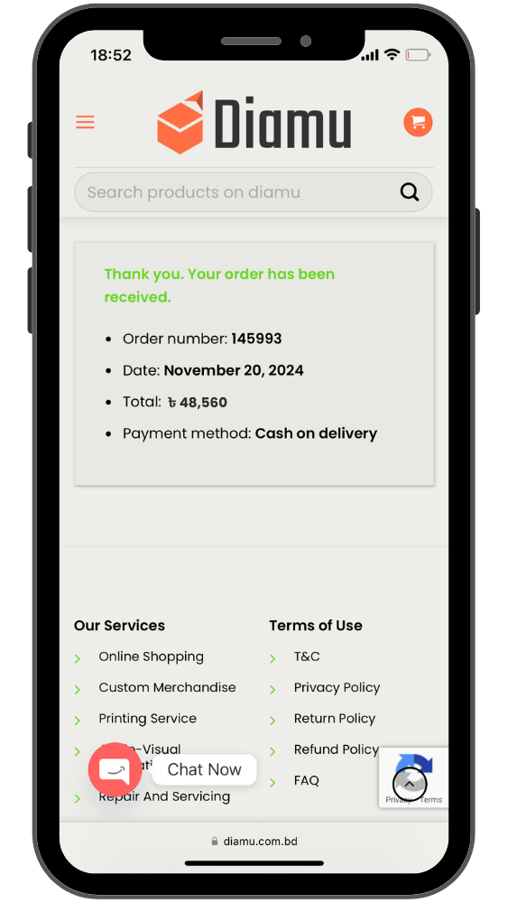 Order-Placed-COD-Mobile-Version-Diamu