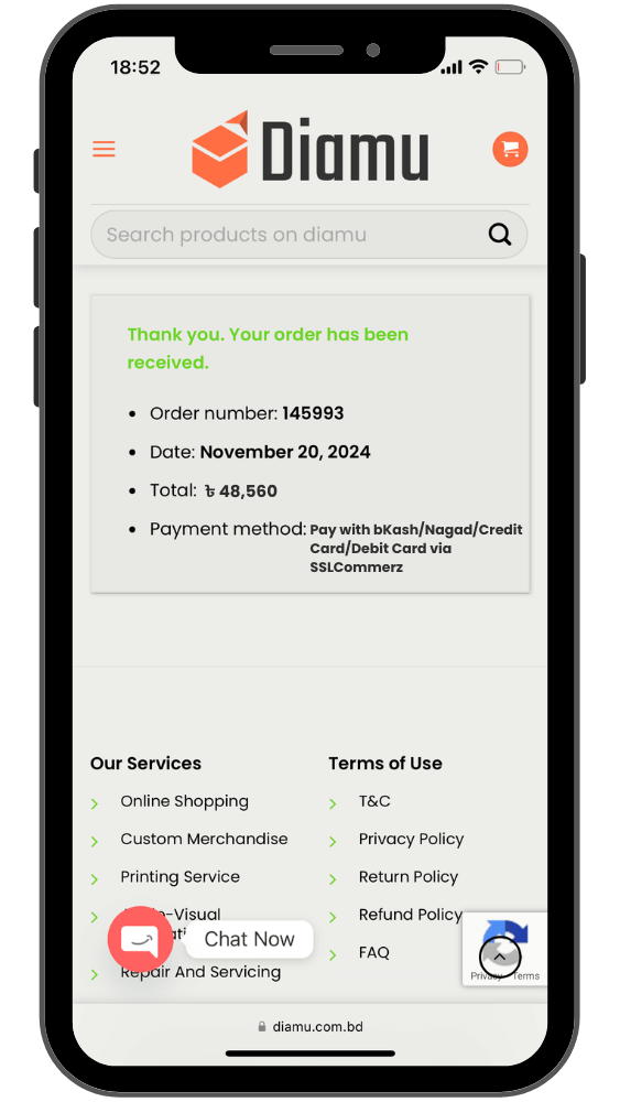 Order-Placed-Payment-Mobile-Version-Diamu