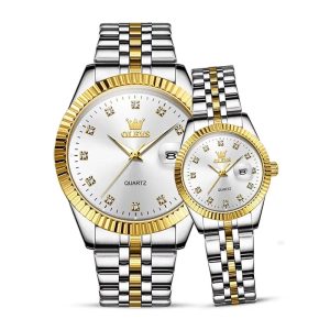 Olevs-5526-Luxurious-White-Dial-Two-tone-Couple-Watch