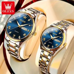 Olevs-5563-Blue-Dial-Two-tone-Couple-Watch-1