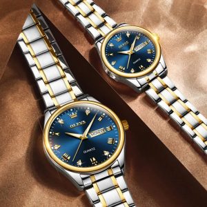 Olevs-5563-Blue-Dial-Two-tone-Couple-Watch-2