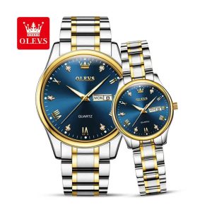 Olevs-5563-Blue-Dial-Two-tone-Couple-Watch