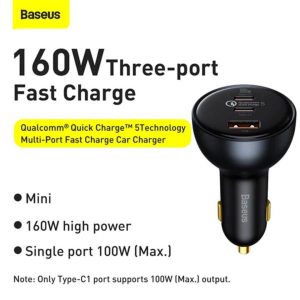 Baseus-Car-Charger-160W-Qualcomm®-Quick-Charge™-5-Technology-2CU-With-100w-Type-C-Cable-TZCCZM-0G