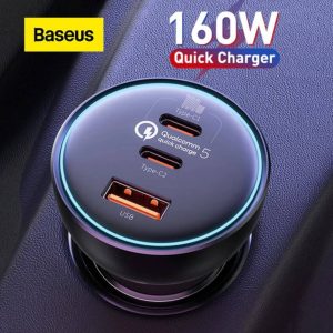 Baseus-Car-Charger-160W-Qualcomm®-Quick-Charge™-5-Technology-2CU-With-100w-Type-C-Cable-TZCCZM-0G