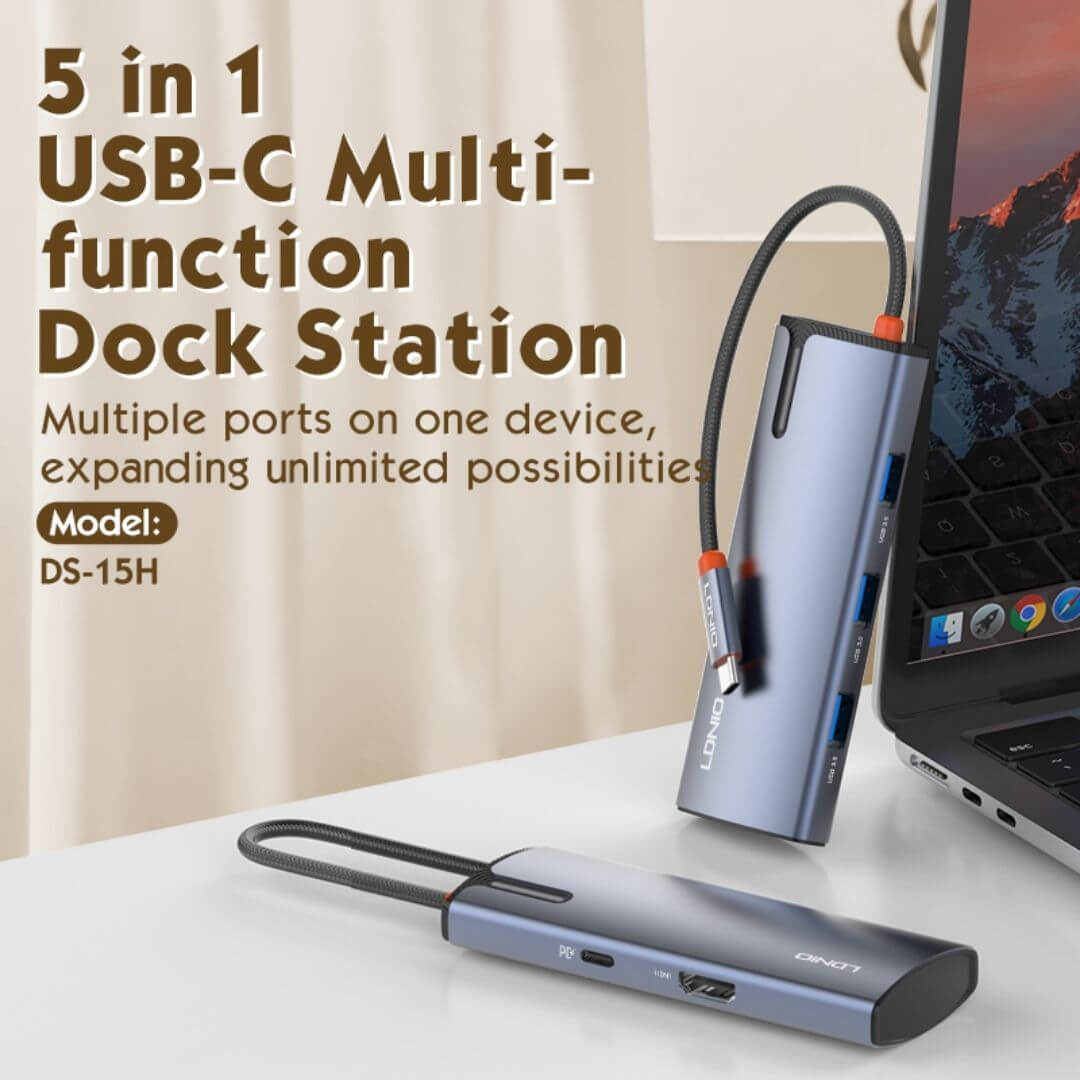 LDNIO DS-15H 5 In 1 USB C Dock Station - Image 3