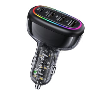 Usams-US-CC170-C34-PD30W-48W-4-port-Transparent-Car-Fast-Charger